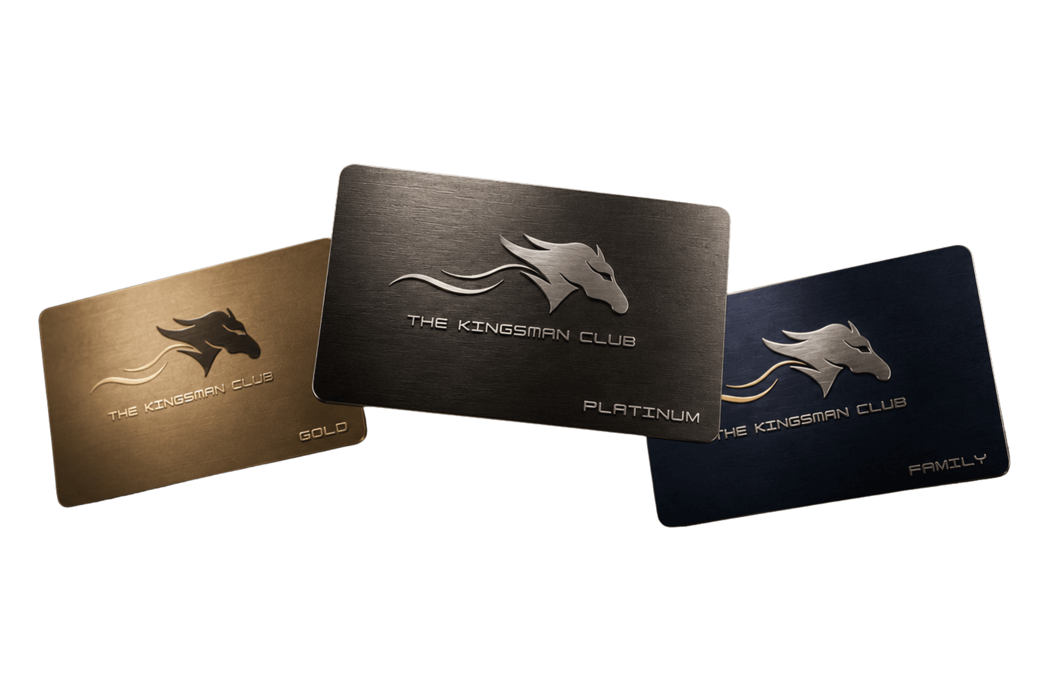 Kingsman Club Gold, Platinum & Family membership cards